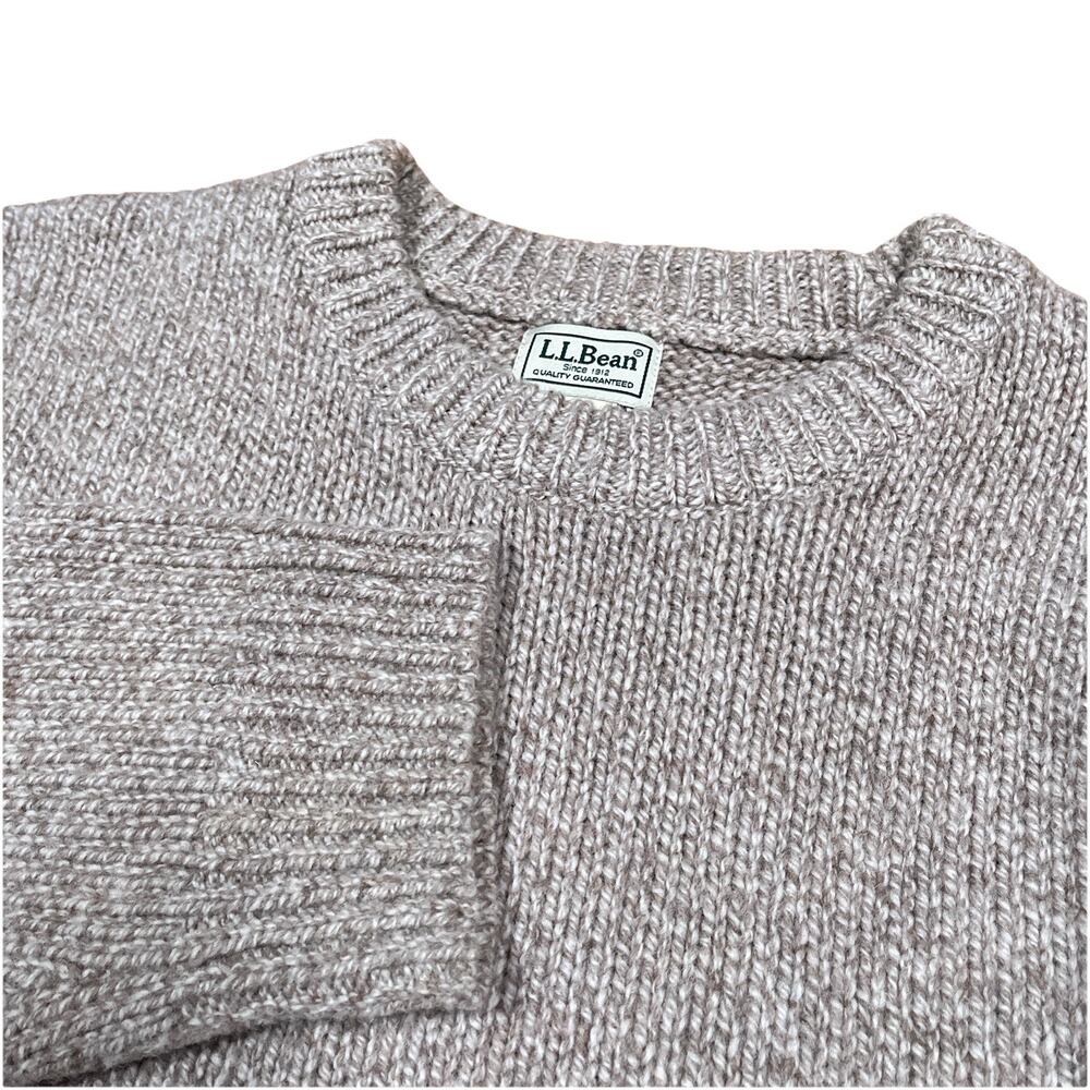 LL Bean Mens Lambs Wool Crewneck Sweater XL Oatmeal Ragg Knit Vintage Fisherman